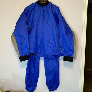 NRS Rio Top Paddle Jacket and Rio Pants Mens Size Large Kayak Raft Paddling Blue